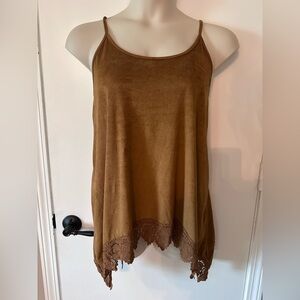 Western brown faux leather adjustable stylish tank top size 14 or 0X  #1836